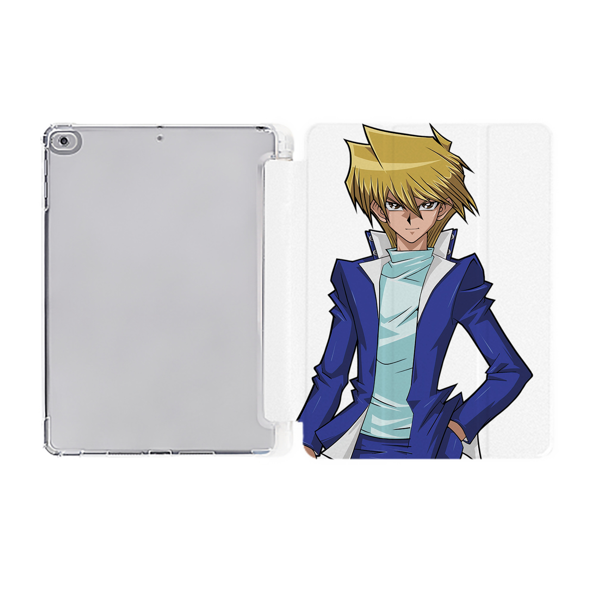 （画像用） 遊☆戯☆王 Yu-Gi-Oh! IPad ケース ペン収納付き 三つ折りスタンド PUレザー×シリコン 対応機種9.5/10.5/10.9インチ